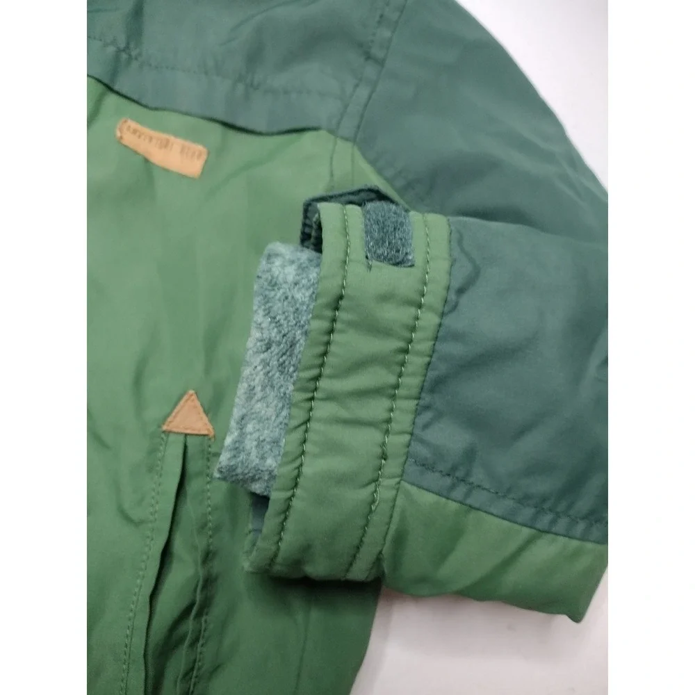 Carters Kids Adventure Bear Hooded Jacket Green Colorblock Fleece Lined Size 4